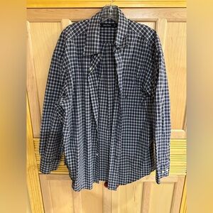 Nautica Men’s long sleeve blue/white plaid button down shirt (size XL)
